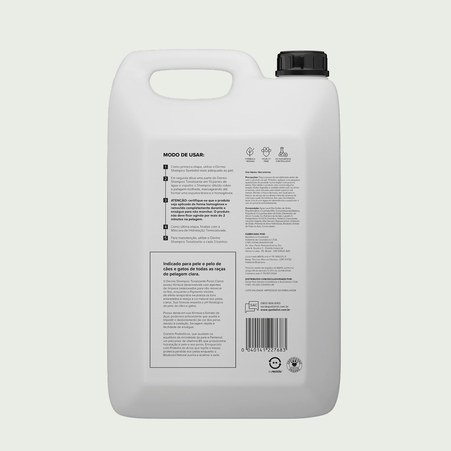 Dermo Shampoo Tonalizante Pelos Claros 5L
